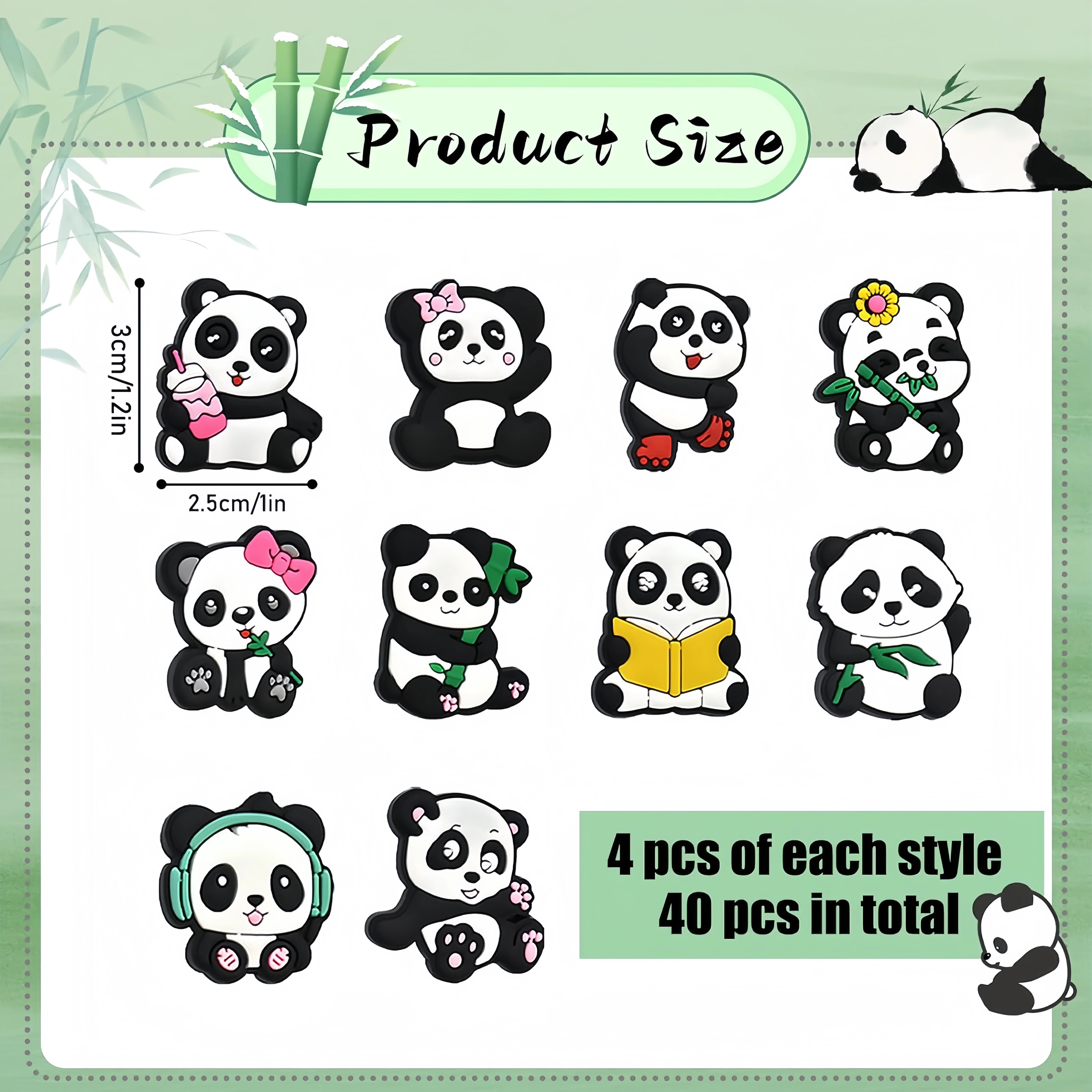 5/10/20pcs Panda Silicone Pen Focal Beads,Halloween Decoration Beads Animal Shape Silicone Focal Beads Bulk Loose Rubber Bead Pen Bead Bead Bead Pen