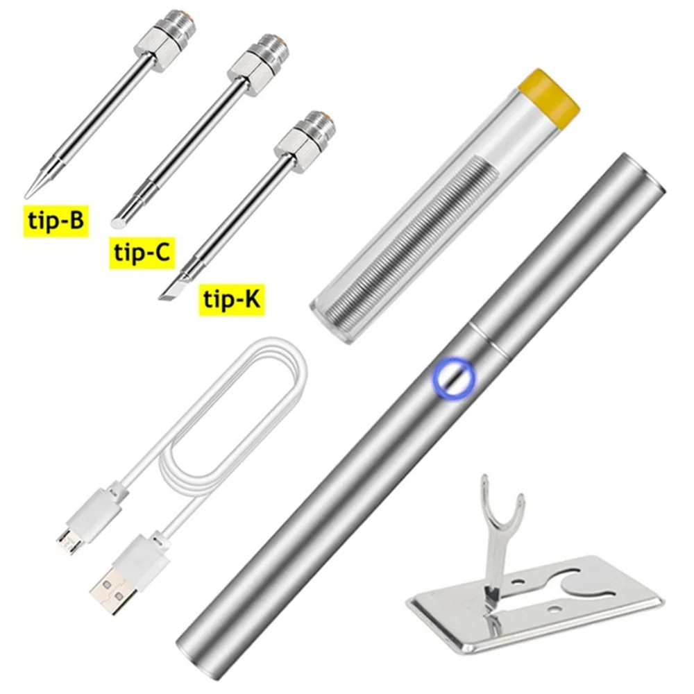 

Drillpro Wireless Soldering Iron USB Rechargeable Soldering Iron Kit Microelectronics Repair Welding Tools with Cover Iron Tips