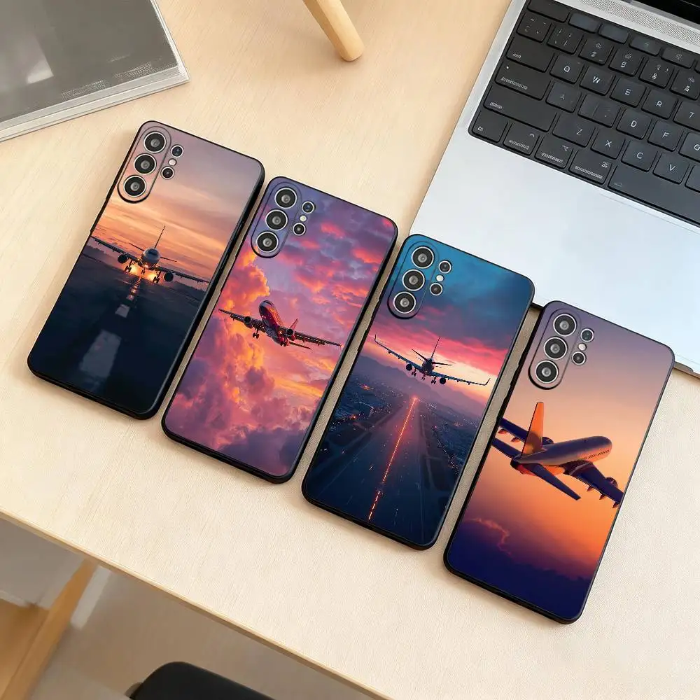 a-Airplane p-Plane  Phone Case Black Silicone Soft For Samsung S25,S24,S21,S22,S23,S30,Ultra,S20,Plus,Fe,Lite