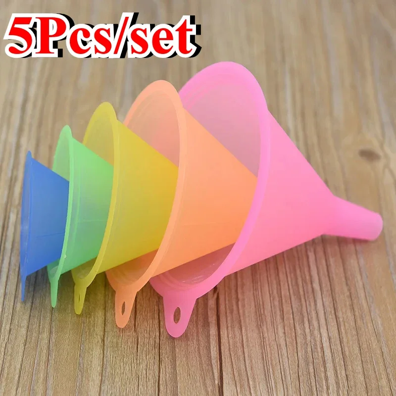 5 pçs/set colorido multi-tamanho funil conjunto cozinha óleo suco molhos funis ferramenta de distribuição líquida