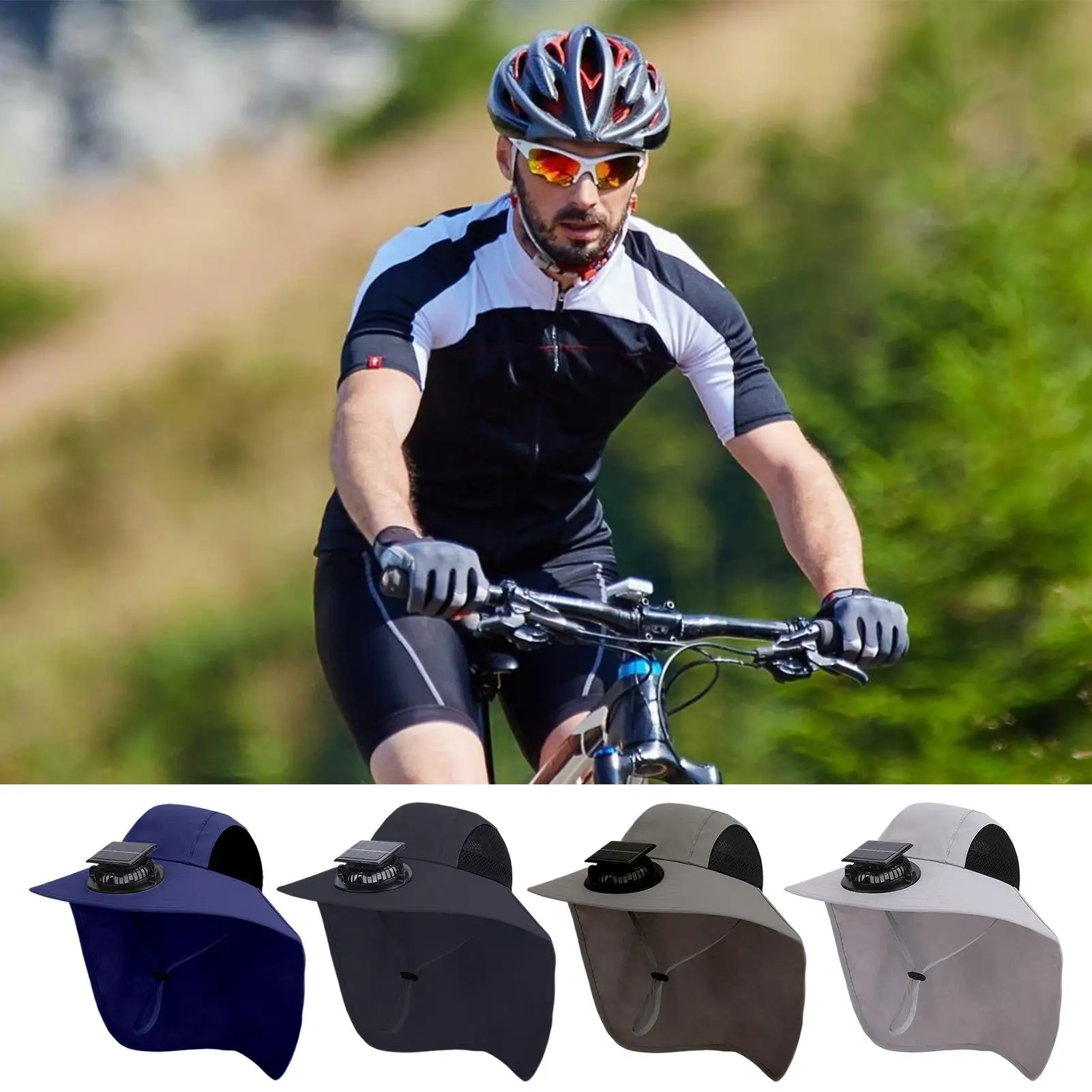

Men Sun Hat with Fan Solar Fan Hats Waterproof UV Protection Wide Brim Headwear for Hiking Fishing Travel Accessories