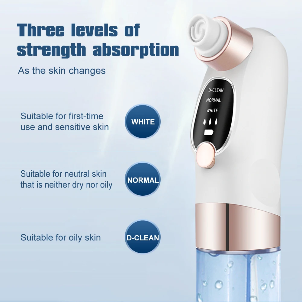 Blackhead Remover Pore Vacuum with LCD Screen, Adjustable Suction USB Rechargeable Face Cleaner with Tips for Nose Skin Care