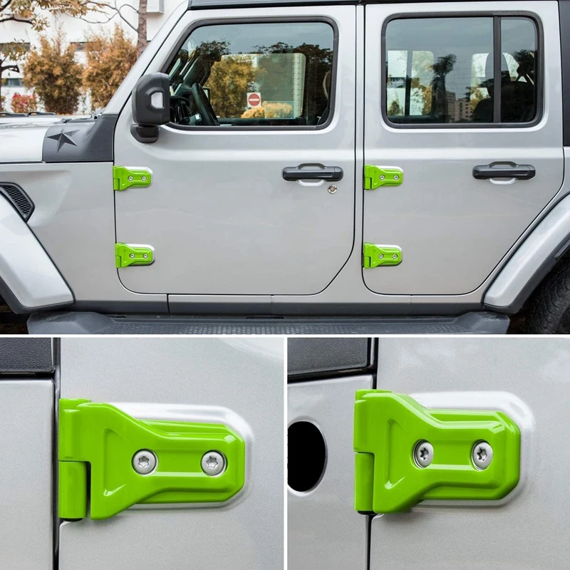 Door Hinge Cover Trim For 2018-2021 Jeep Wrangler JL JLU Gladiator JT Car Exterior Accessories, Green 8PCS