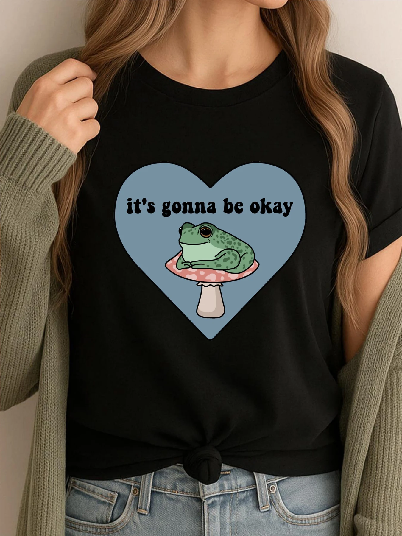 

It Is Gonna Be Okay Frog Anime T Shirts Harajuku Comfortable Graphic Tees Women Funny Printed Clothes