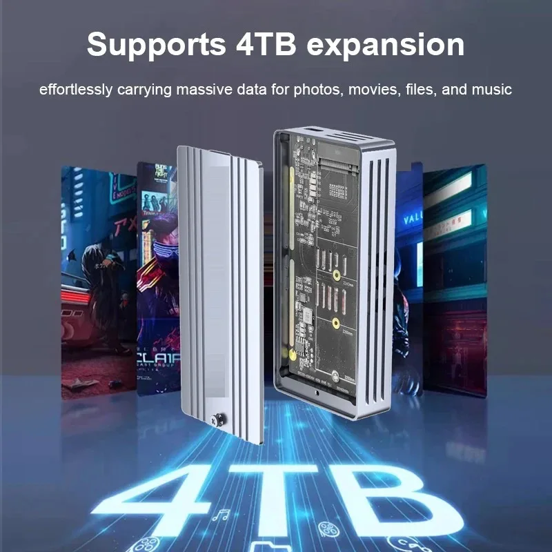 Caja USB4 40Gbps M.2 NVMe SSD con ventilador de refrigeración adaptador M.2 a USB4.0 Thunderbolt 4 carcasa SSD externa Compatible con USB 3,2/3,1