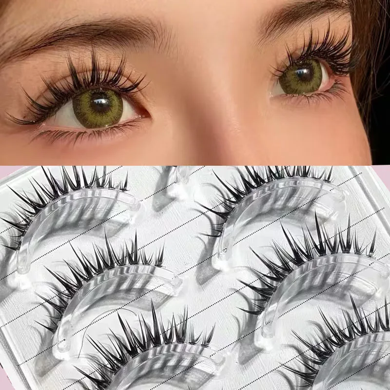 5 pairs of cute and sweet cartoon style false eyelashes, cat eye effect, mixed length of 10-15 millimeters, D-roll and C-roll