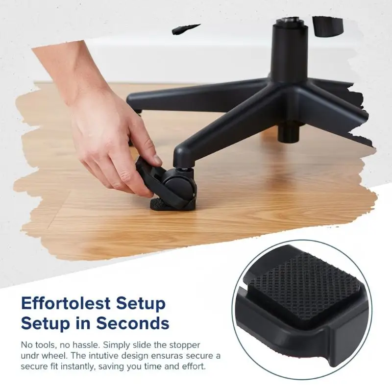 Non Slip Rubber Chair Wheel Stopper for Home Office Protects Wooden Floors Furniture Caster Pad For Stability