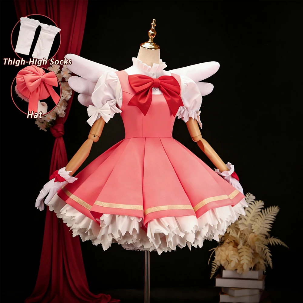 كينوموتو ساكورا تأثيري الوردي لوليتا فستان شعر مستعار مجموعة دور اللعب بطاقة الآسر موحدة يتوهم كوس حفلة الزي موضوع الحدث كوس الملابس #3