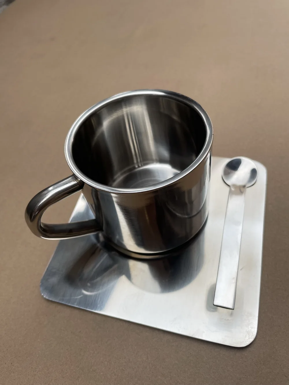 304 Stainless Steel Coffee Cup Saucer Suit European Office Mugs Tea Cups  Set