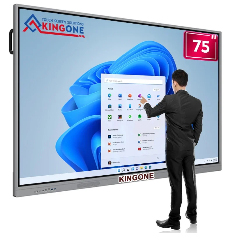 KINGONE 65 75 86 inch 4K HD LCD LED Monitor All in One Interactive Whiteboard Digital Board Touch Screen Smart TV for classroom