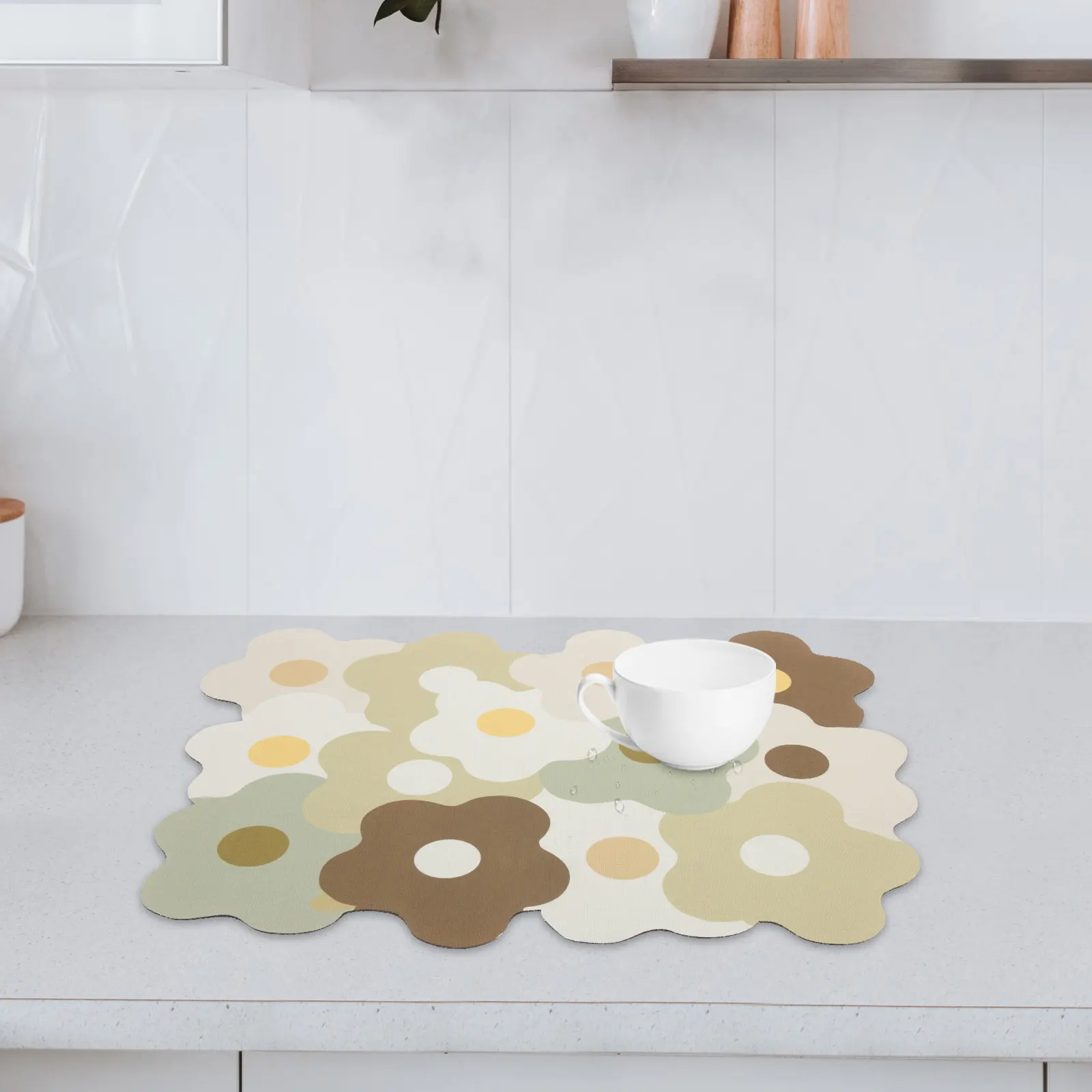 Exquisite Non Slip Dish Drying Mat Heat Insulating Absorbent Kitchen Counter Drying Pad Decorative Tableware Mat for Coffee Shop