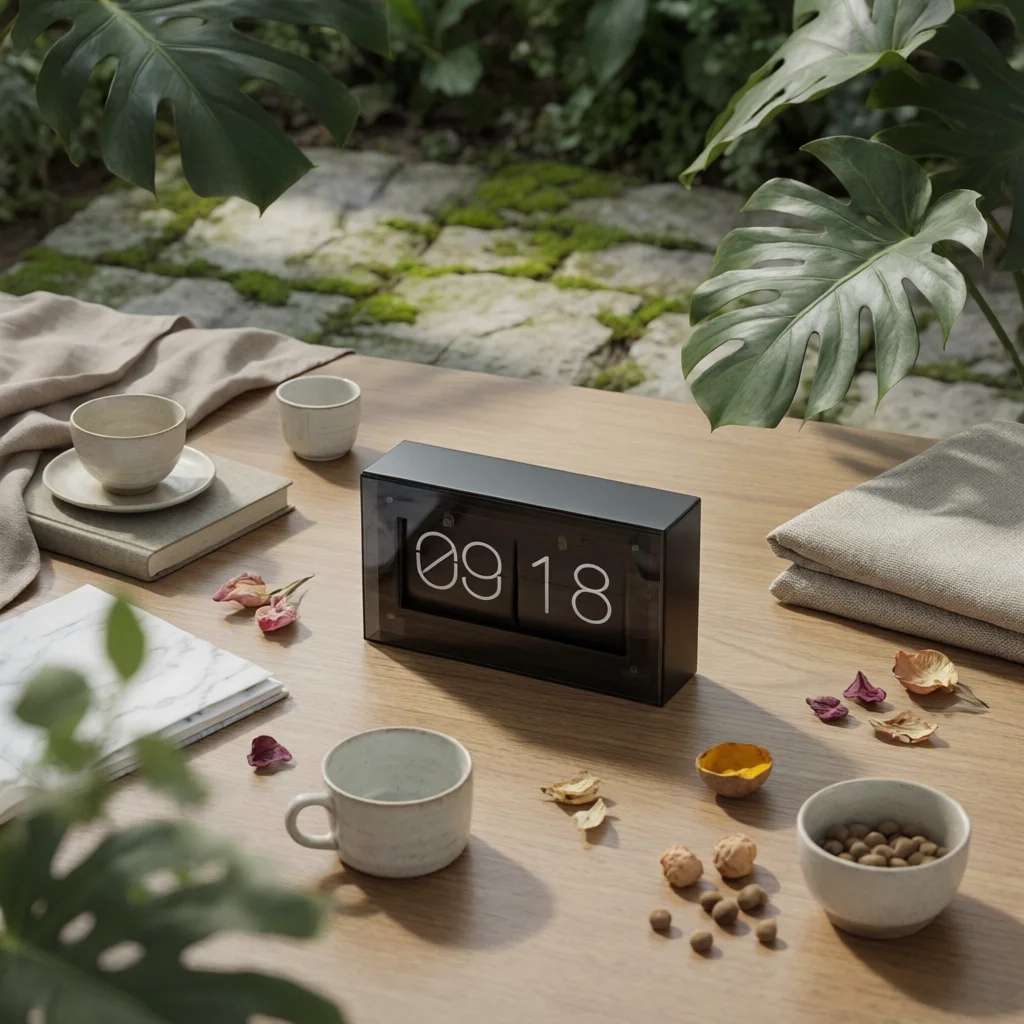 Flip Clock with Acrylic Housing Transparent Flip Clock Easy to Read Small for Minimalists, Office, Shelf