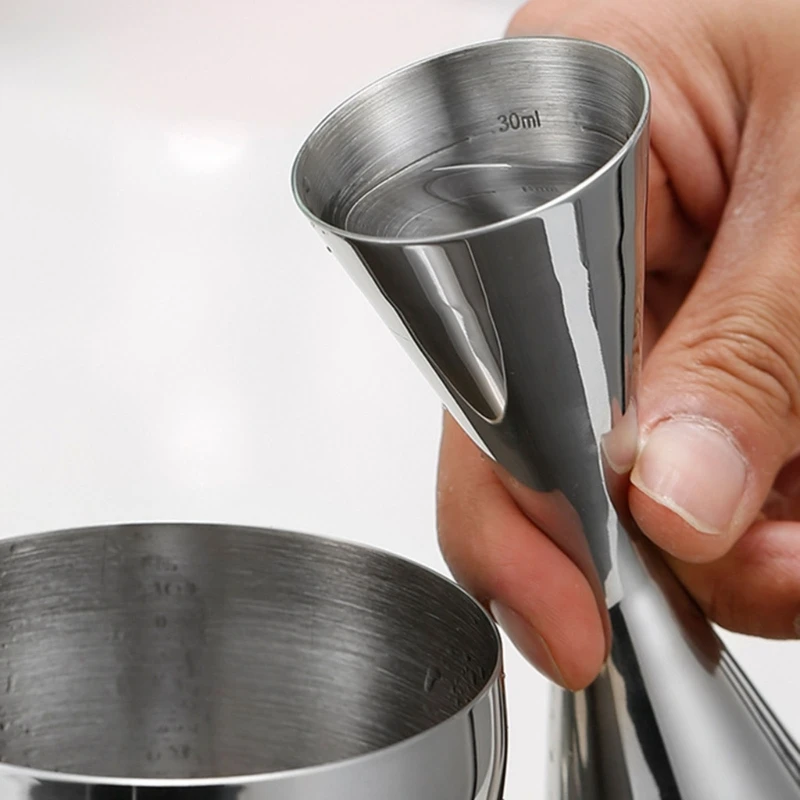 Double Cocktail Jigger Stainless Steel Measuring Cup with Measurement Scales Metal Measure Cup Gift for Bartenders Dropshipping