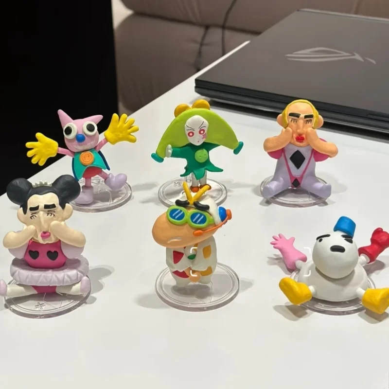 RE-MENT Crayon Shin Chan colección de arte de arcilla Linda Mini escena serie Anime figura muñeca modelo juguetes caja ciega coleccionar adornos