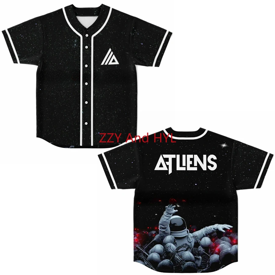 

ATLiens Space Cathedral Tour Baseball Jersey V-Neck Short Sleeve Streetwear Hip Hop Women Men 3D T-shirt