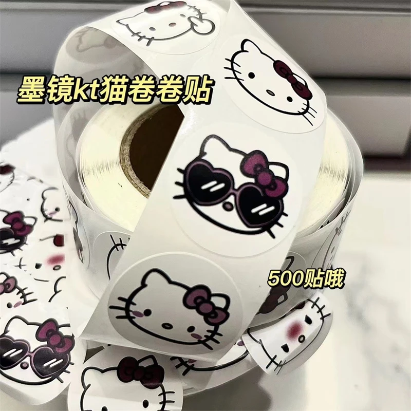 Sanrio Hello Kitty Roll Stickers Cute Cartoon KT Cat Sealing Sticker Kawaii Charm Room Decoration Decorative Holiday Gifts