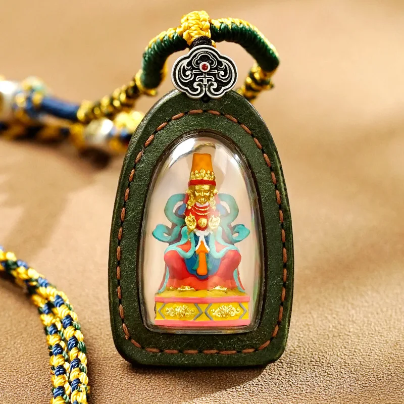 3D Hand Drawn Handmade Polished Tangka Leather Pendants FashionTibetan Gawu Box Protective Set Religious Talisman