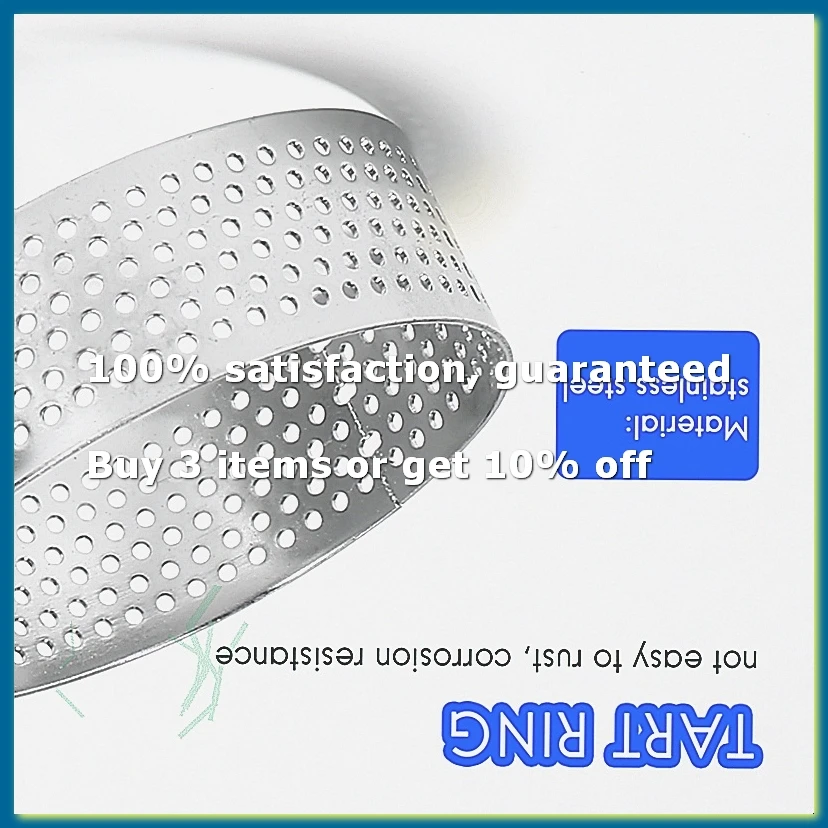 5Pcs 6cm Circular Tart Ring Dessert Stainless Steel Perforation Fruit Pie Quiche Cake Mousse Mold Kitchen Baking Mould-AD33