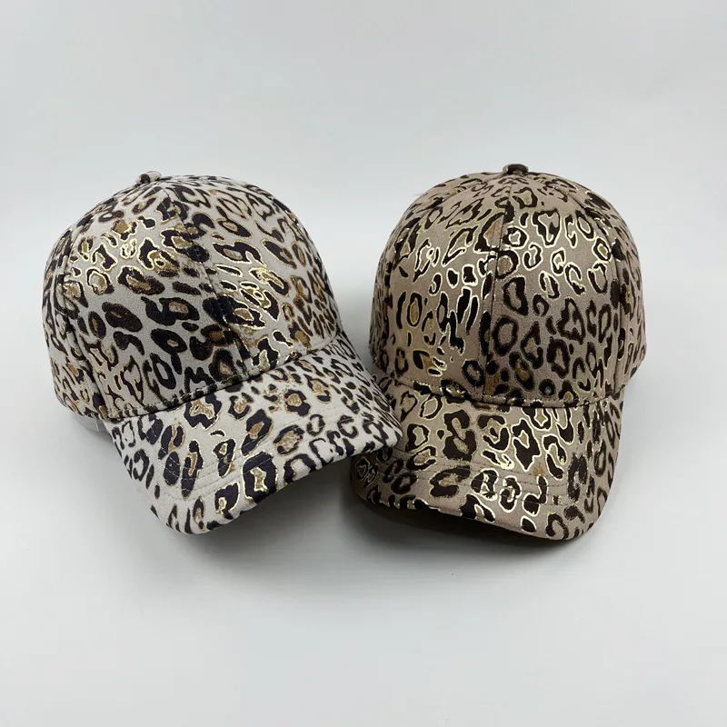 Classic leopard print baseball cap, European and American fashion printed gold-stamped pattern cap