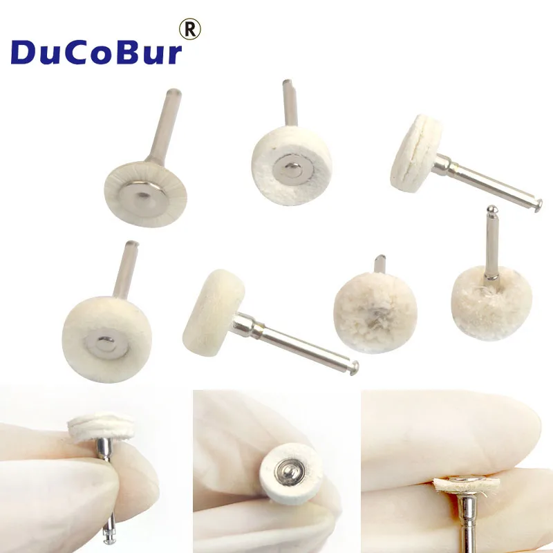 

100Pcs Dental Polishing Brush Curve Handpieces Brush with Handle Cotton/Sheep Skin/Wool Polishing Flat Brush Dentistry Lab Tools