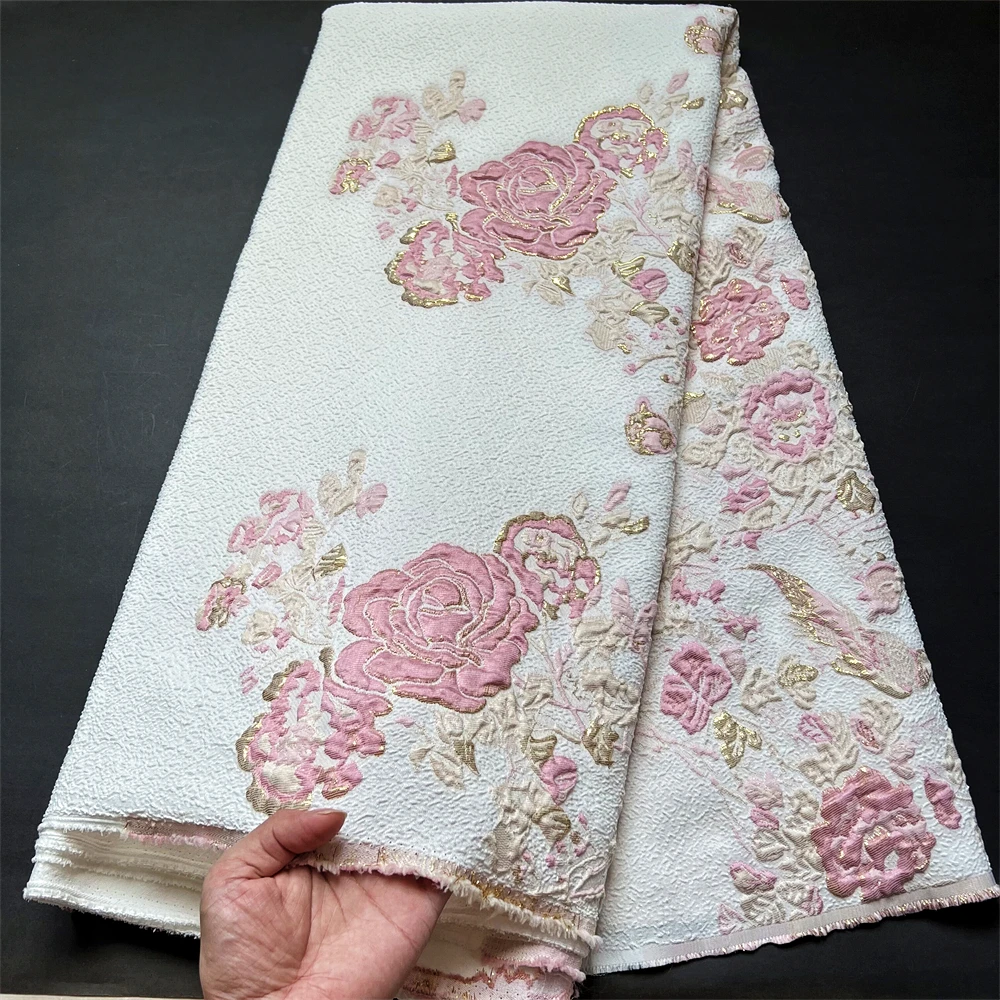 

New African Brocade Fabric Floral Jacquard Material For Dress Organza Mesh Lace French Tulle Net Cloth Dentelle African JK030