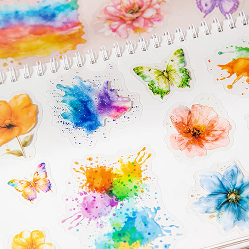 Pegatinas florales de mariposa láser, 25 hojas para álbum de recortes, diario, decoración artesanal, suministros para diario de Collage