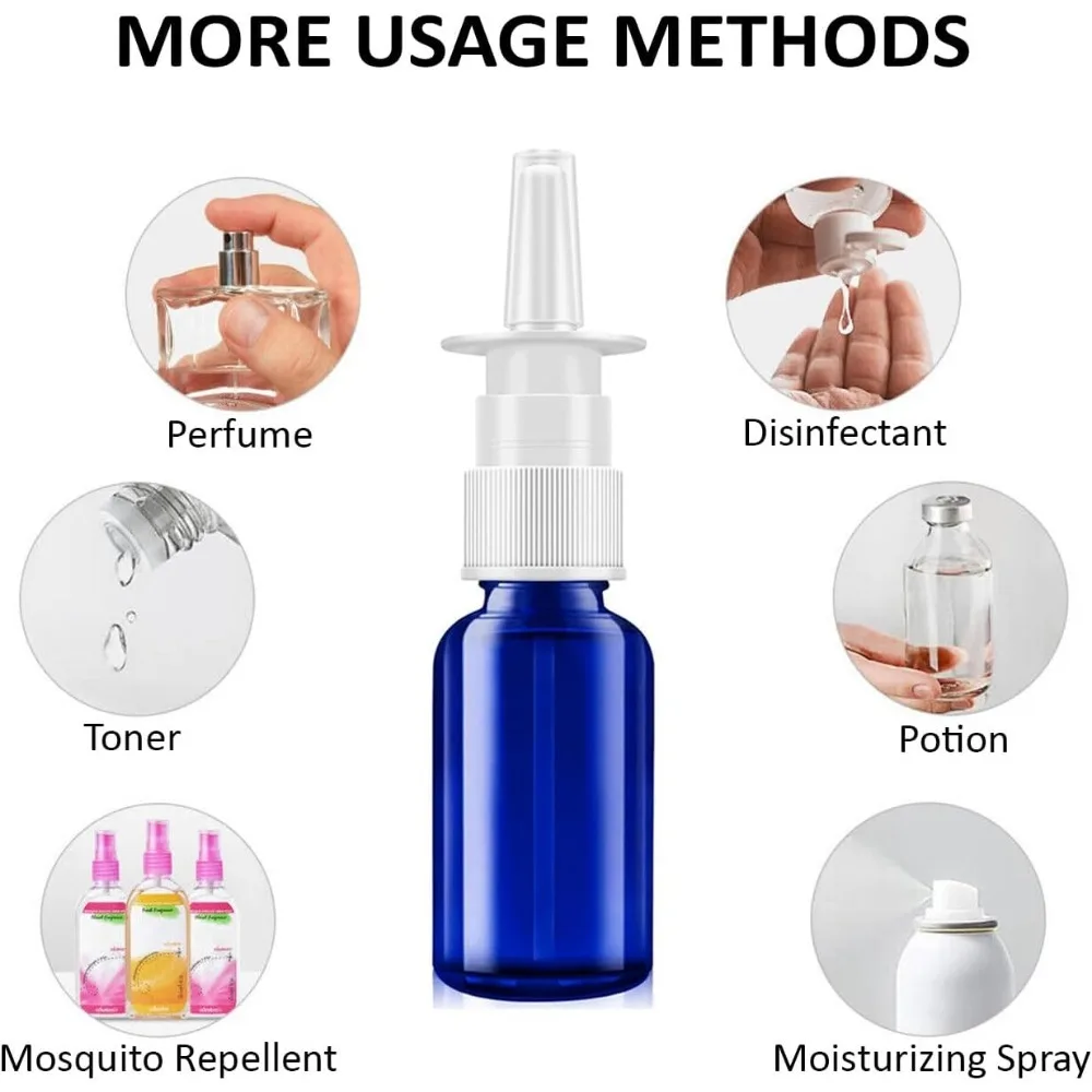 6pcs 30ml Empty Protable Refillable Travel-Sized Solution for Saline Applications Fine Mist Atomizers Nasal Sprayer with Funnels