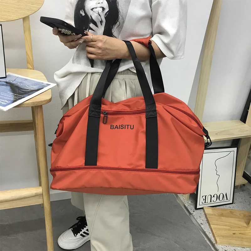 bastu-大容量カジュアルトラベルヨガフィットネスバッグ多機能クロスボディハンドバッグウェットとドライの分離ナイロン素材