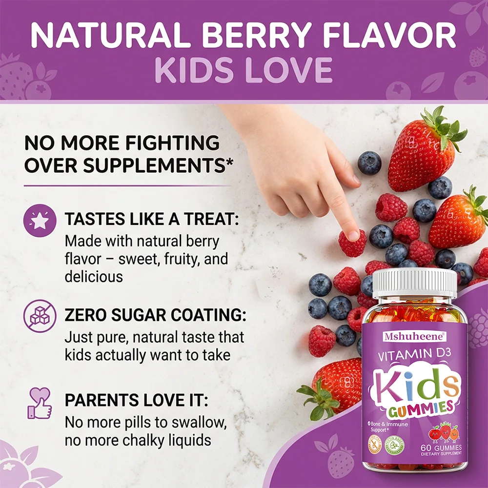 Kids Daily Vitamin Gummies – Contain Vitamin D3, Supports Immune Health, Bone Marrow Health, and Improves Mood