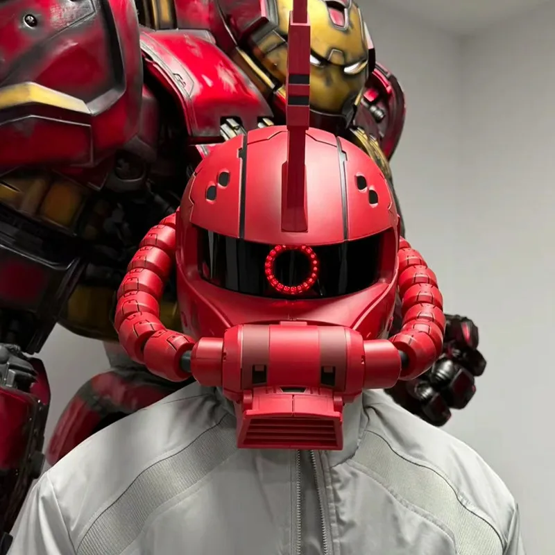 2026 New Zaku Wearable Electric Helmet Mask With Led Light Spray Function Anime Figures Zaku Thermal Tomahawk Peripheral Gifts view 2
