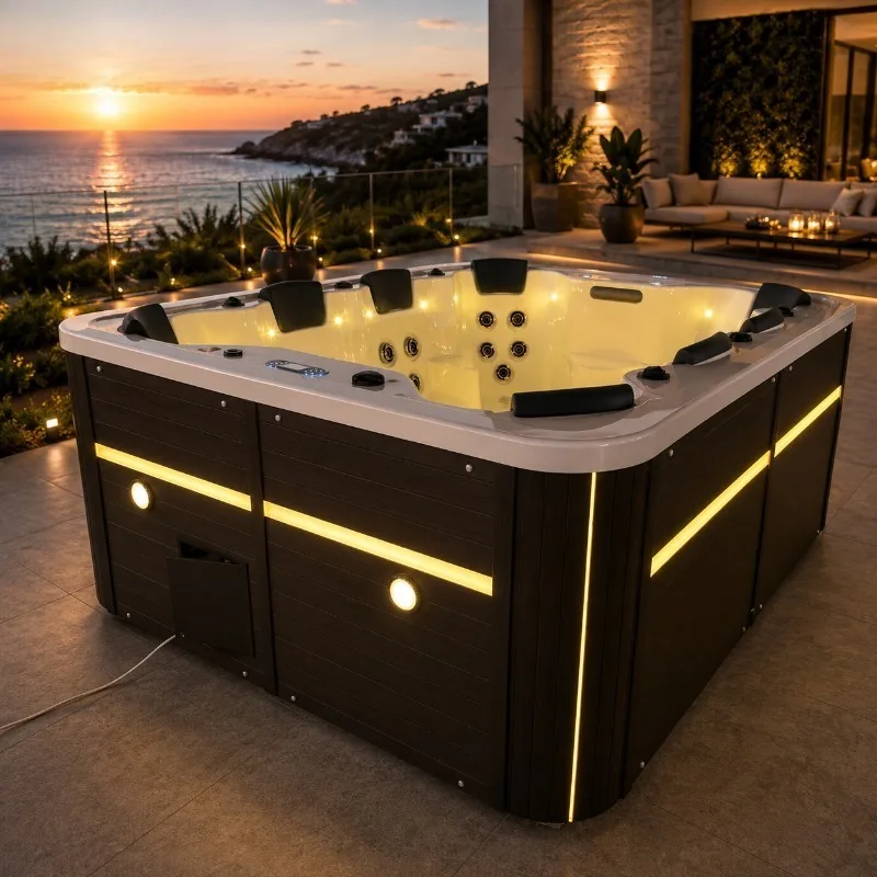 2026 Hot Sale FL Customized Modern Freestanding Acrylic Outdoor Hot Tub Spa Massage Pool Hydro Hot Tub