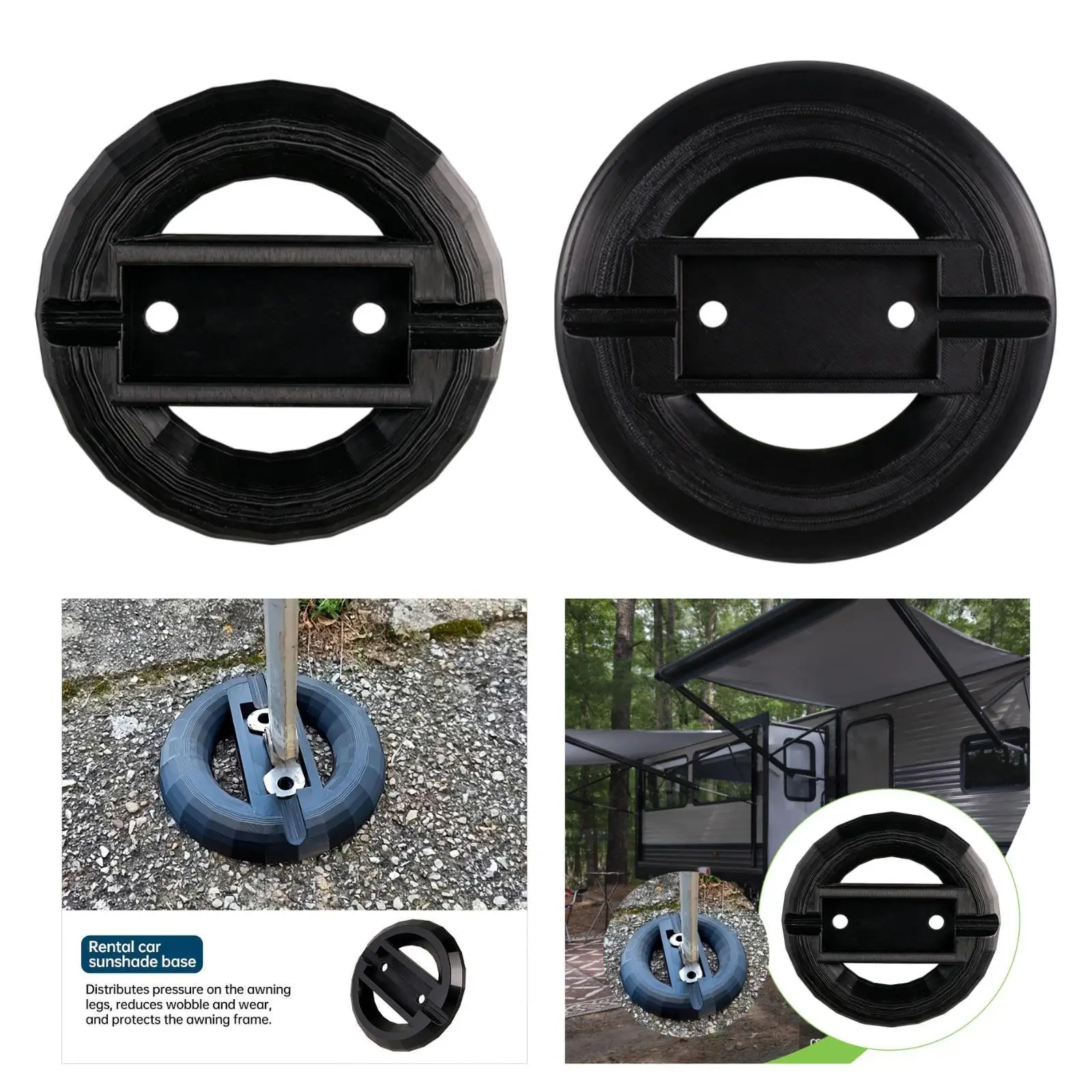 

Practical RV Awning Leg Base Compact Nonslip Foot Pad Easy Install for Trailer Spare Parts Holder Camping Gear
