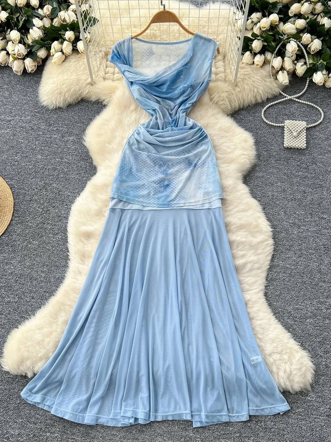 

Women's Summer Faion Set Svel Me Top And Dr Slim Fit ter Ne Gown Two-Piece Ensemble for Ages 8-25