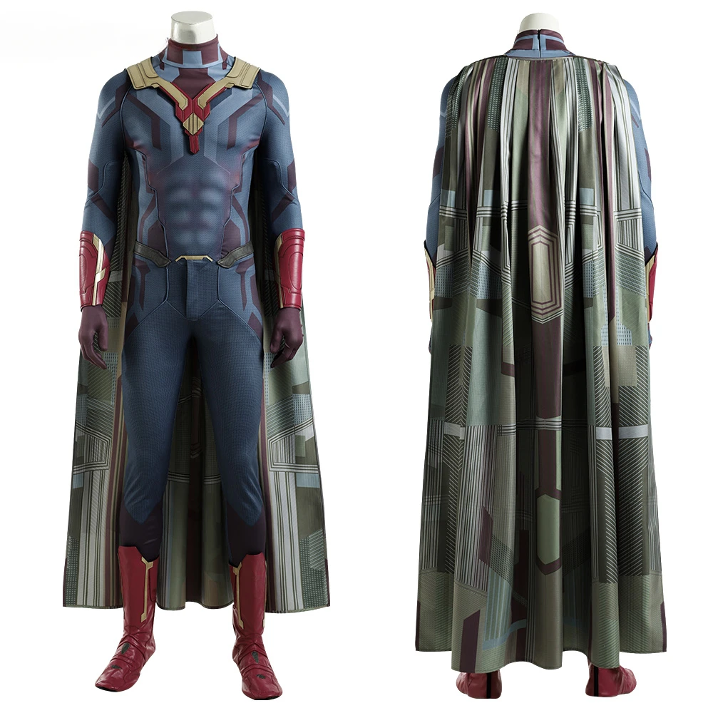 

Костюм для косплея Infinity War Vision, костюм супергероя Victor Shade, боди с плащом, мужской костюм на Хэллоуин, наряды
