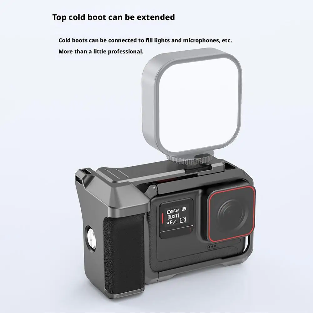 For Insta360 Ace Pro 1/2 Ergonomic Metal Vlog Grip Mount Shutter Button Photography Handle Grip Anti-Drop Quick Release Cage