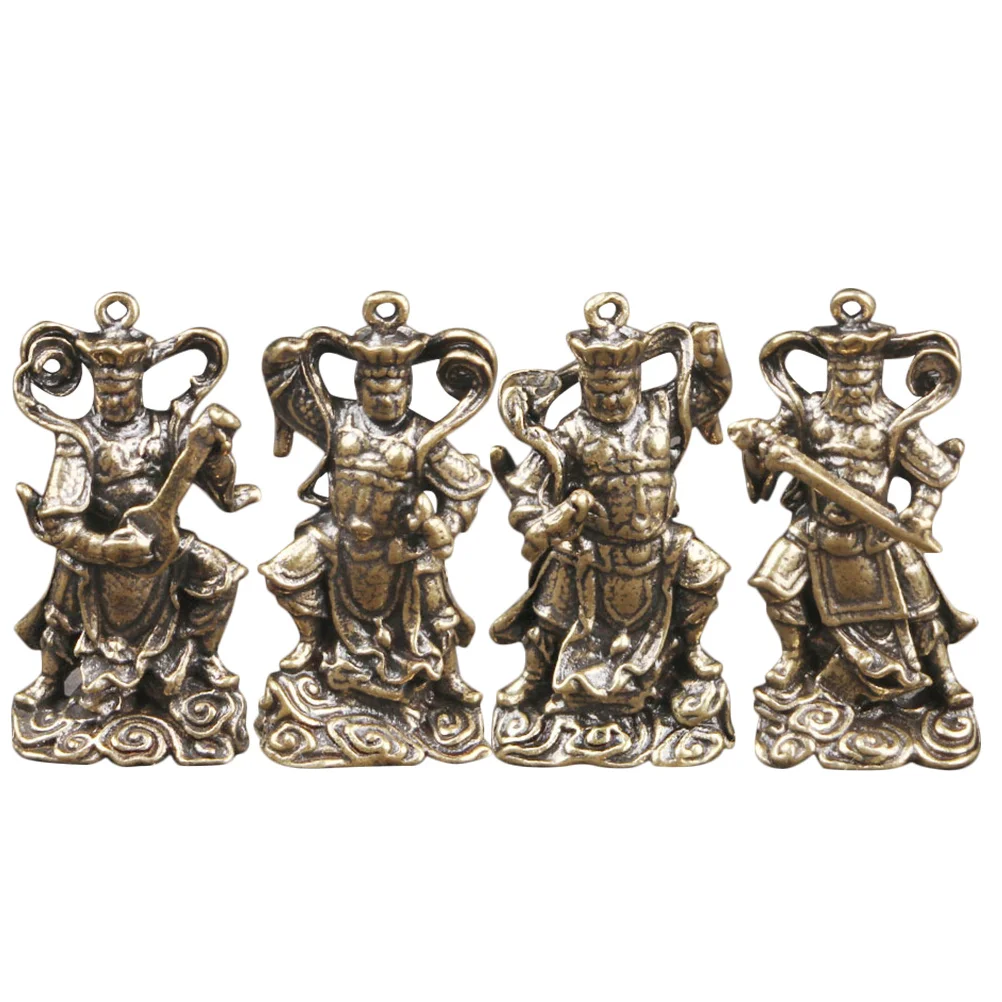 

4Pcs Brass Buddha Statue Decor Vintage Craft Sculpture for Home Desktop Tabletop Ornament Space-Saving Smooth Surface Design