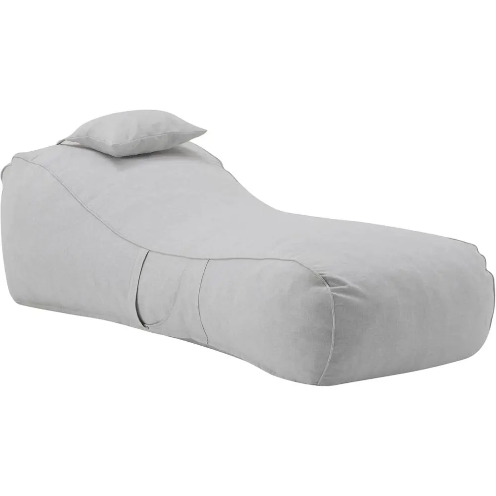 Outdoor Bean Bag Chair, Fabric Bean Bag Chair for Adults and Kids, Indoor/Outdoor Sun Lounger with Headrest, Patio Chaise Lounge
