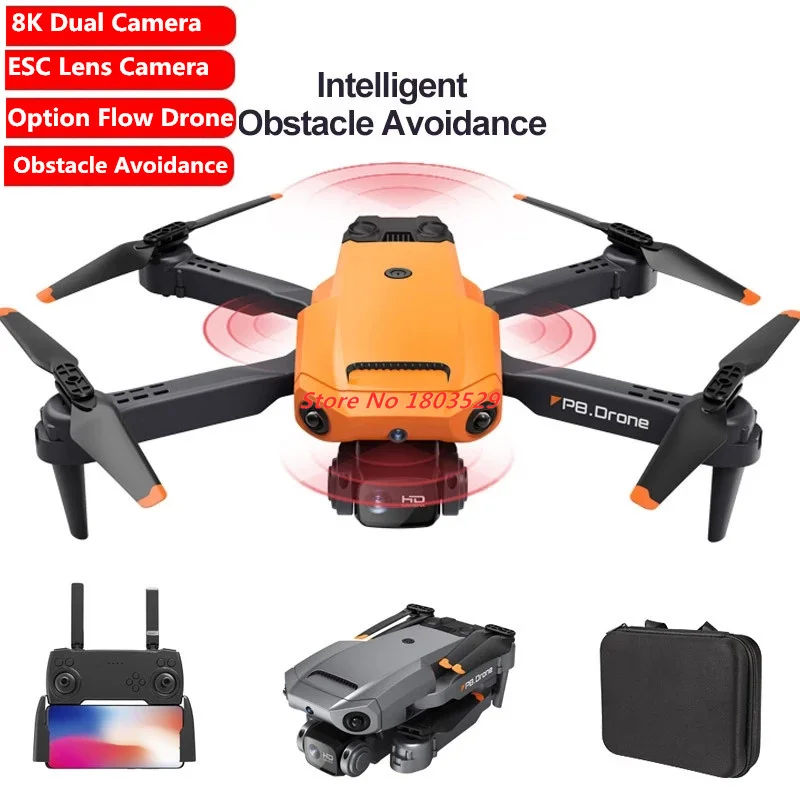 Professional Obstacle Avoidance Drone 4K with ESC HD Dual Camera 360 Full Obstacle Avoidance Optical Flow Hover Foldable Toy Gif