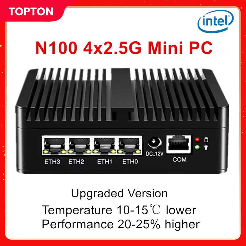 

Topton 12th Gen Alder Lake N100 Soft Router N5105 J6412 N6210 4*2.5G LAN Fanless Mini PC pfSense Firewall Appliance ESXI AES-NI