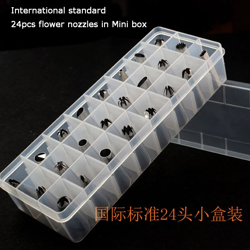 

24 шт., насадки с цветами розы и мини-коробкой, креативные насадки для обледенения, кондитерские насадки, сахарные инструменты для украшения торта, инструменты для выпечки