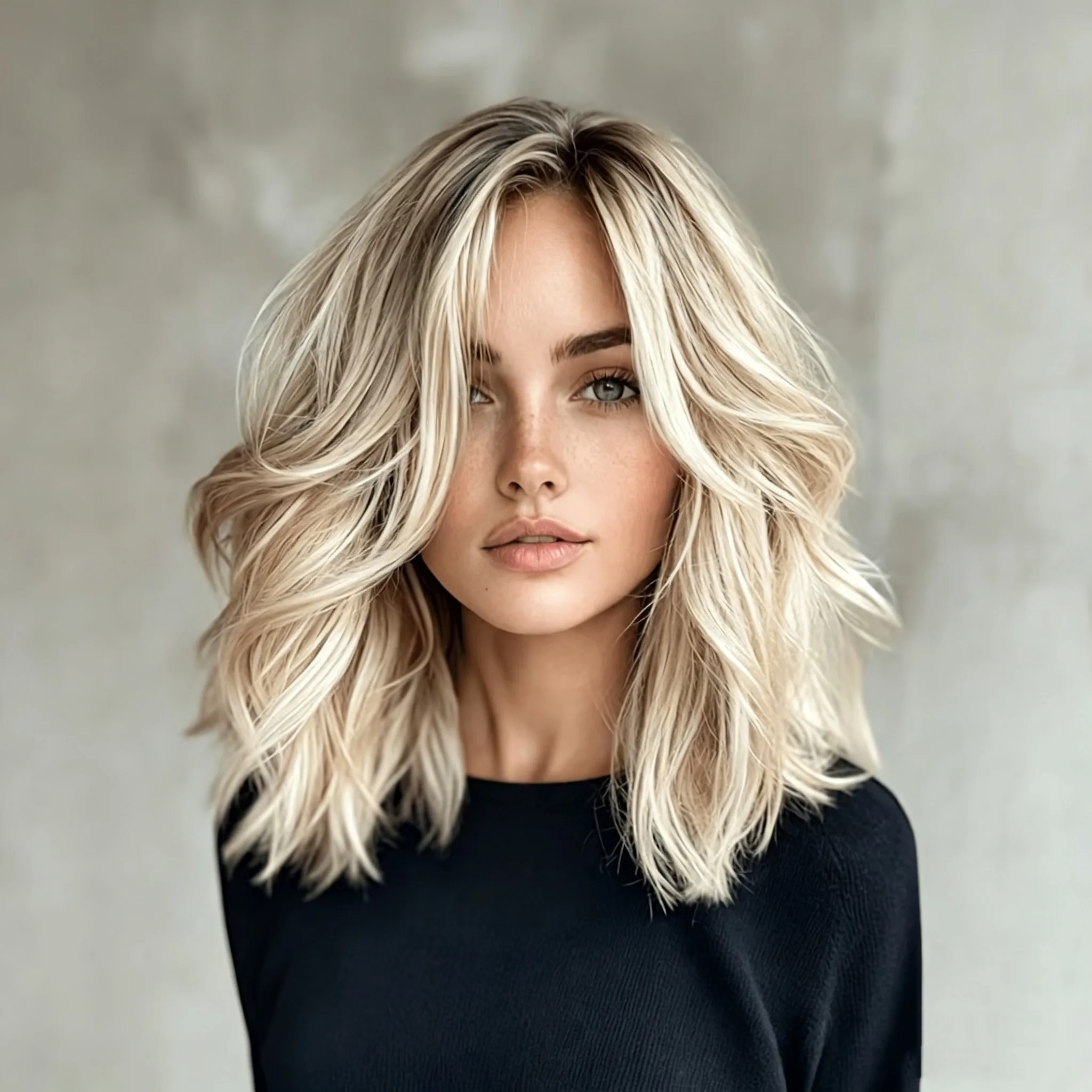 Lothoey Dirty Blond Lace Frontal Wig Ash Brown with Light Blonde Highlights Balayage Waves Money Piece Natural Hair Wig