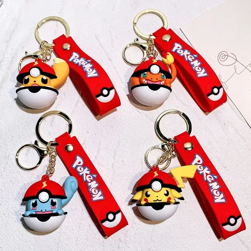 Pokemon Pikachu Poke Ball Keychain Cartoon Anime Cute Car Keyring Pendant Backpack Decoration Fashion Kids Toys Holiday Gifts