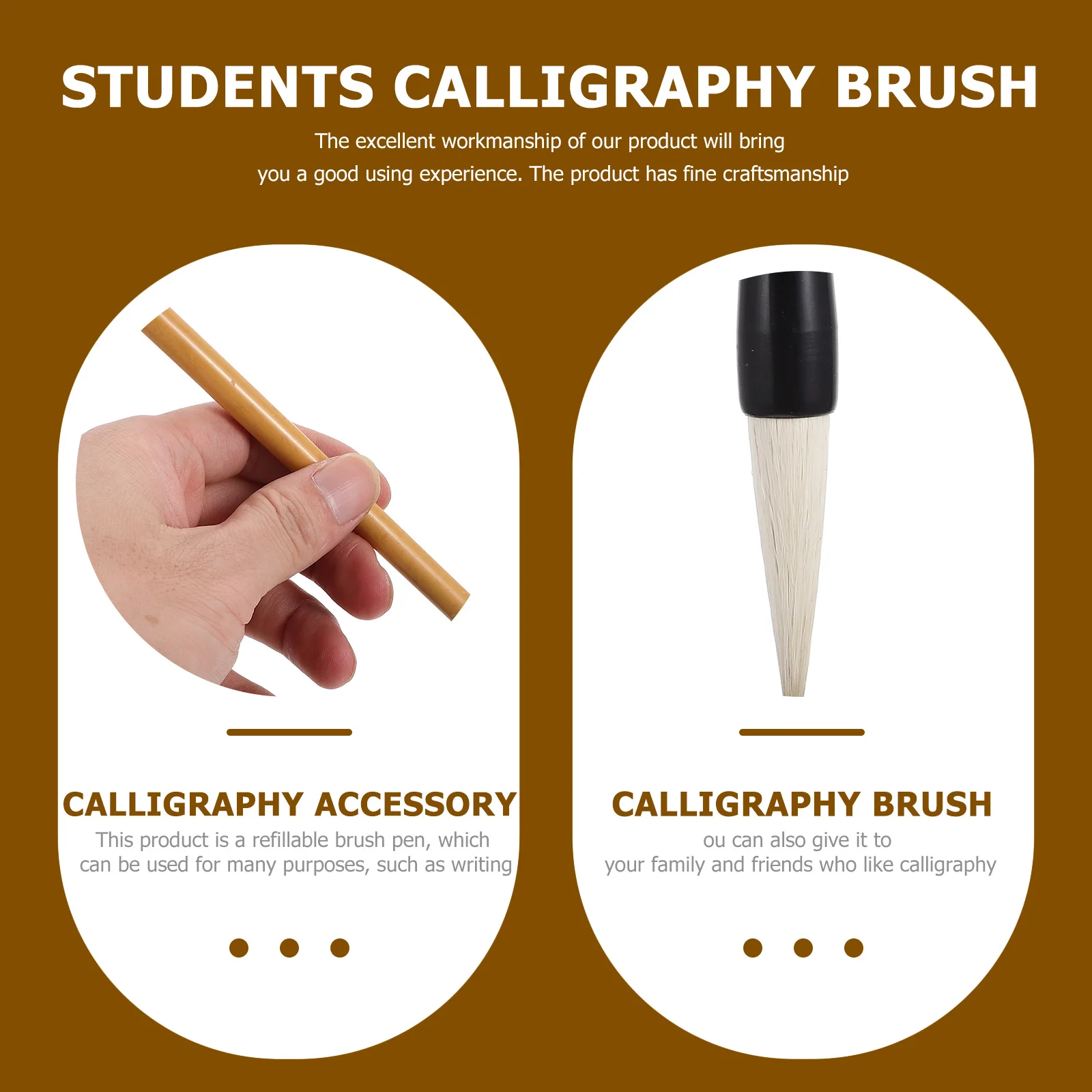 

Refillable Brush Pen Wolf Goat Hair Calligraphy Pen Smooth Ergonomic Grip Writing Painting Beginners Professionals Long Lasting