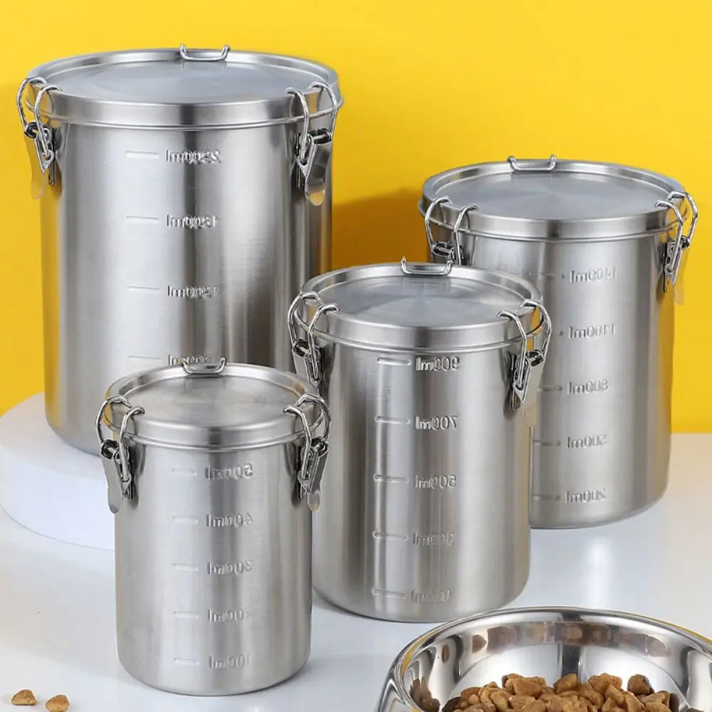 

520/1000/1600/2500ml Stainless Steel Storage Tank Leak-Proof Sealed Grains Sealed Bucket Airtight with Scale Grain Storage Box