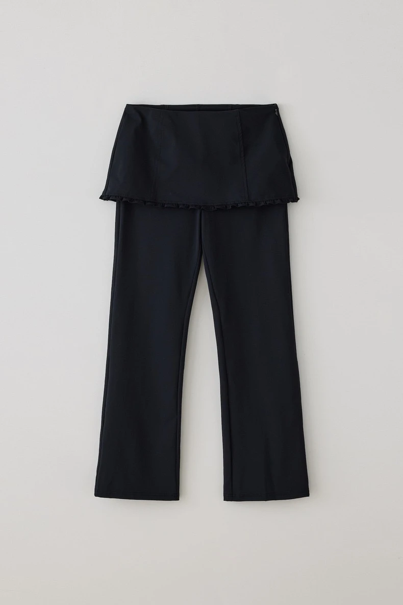 Faionable taille haute pantalons décontractés avec jupe ourlet conception Sli Look tendance pantalon à jambe droite fermeture à bouton pantalons longs