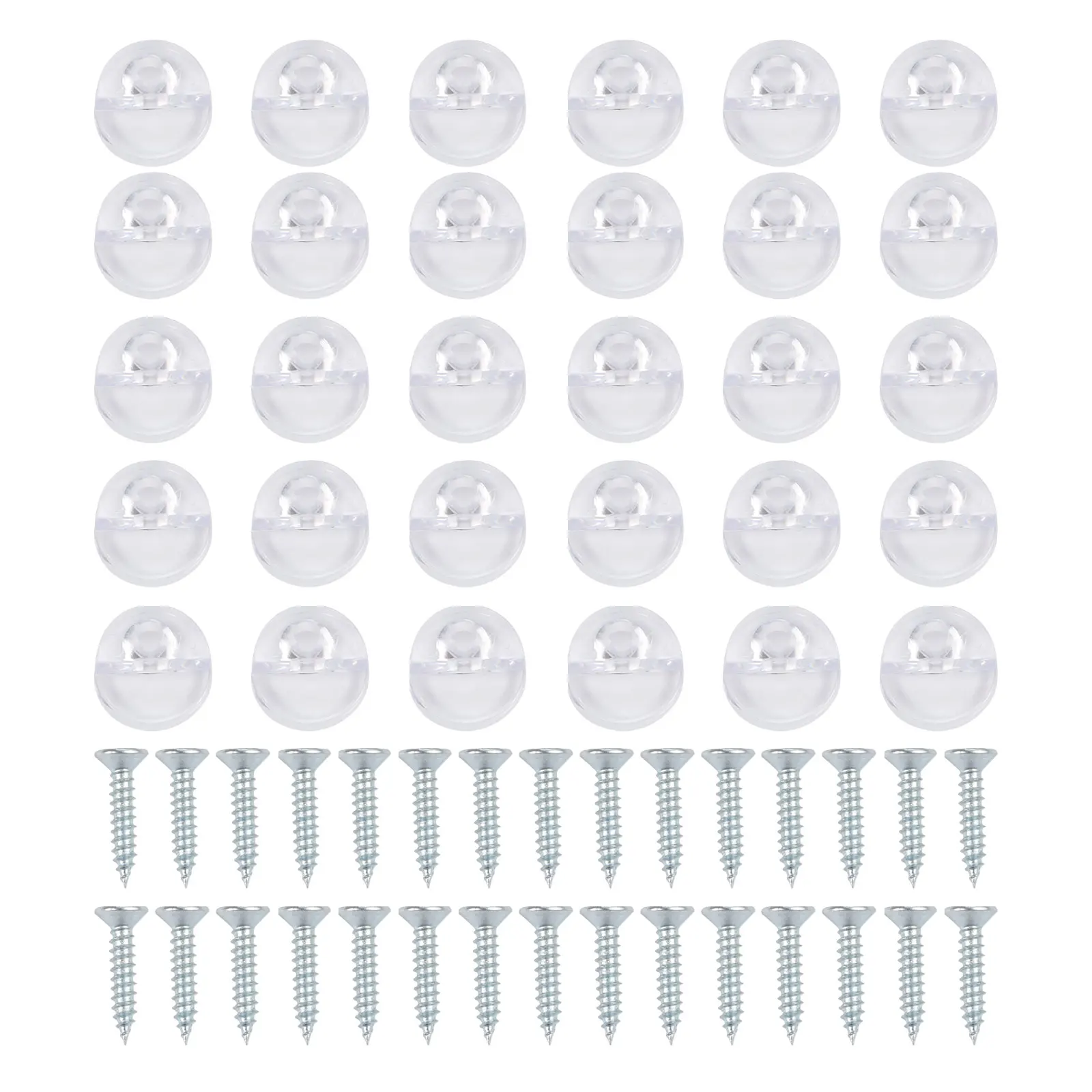 Glass Retainer Clips 30 Set for Cabinets Bookshelves Showcases Pantry Wardrobes Dressers with Screws for Glass Panels
