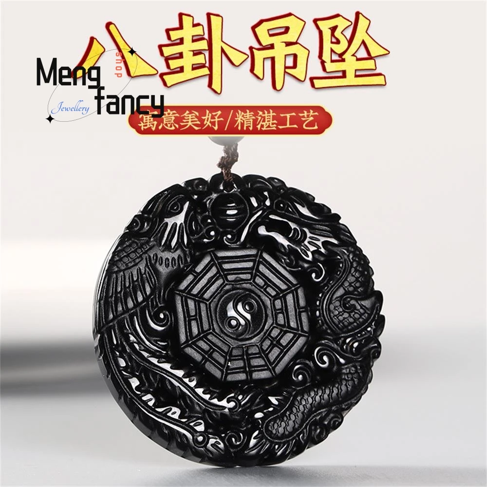 

Natural Ice Obsidian Tai Chi Bagua Dragon and Phoenix Ruyi Pendant Exquisite Fashion Jewelry Best Selling Couple Holiday Gifts