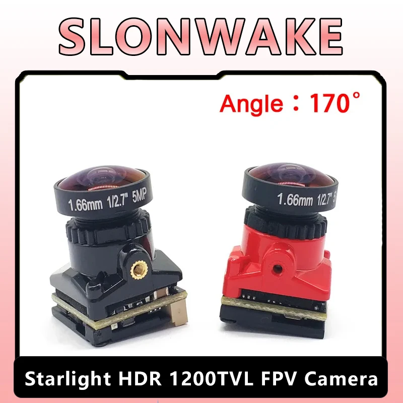 SLONWAKE FPV Mini Camera 1200TVL 1 / 1.8 ''inch Starlight HDR 1.66mm Lens 4:3 & 16:9 NTSC & PAL Switchable for RC FPV Drones