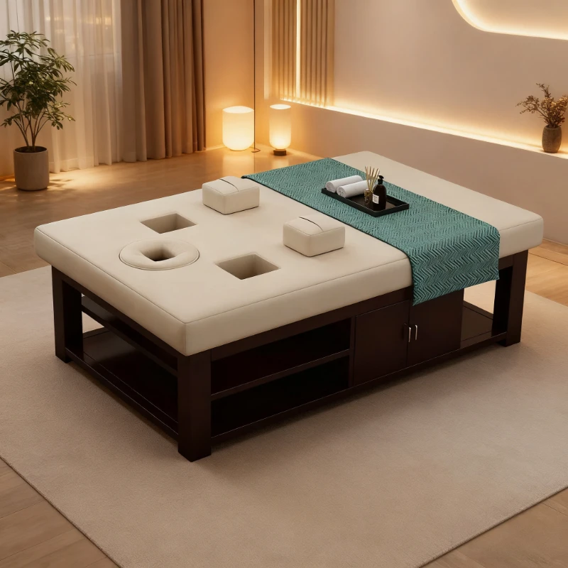 Solid Wood Thai Massage Bed with Arm Hole Spa Therapy Bed Treatment Bed Beauty Essential Oil Back Massage Table Cama De Masaje