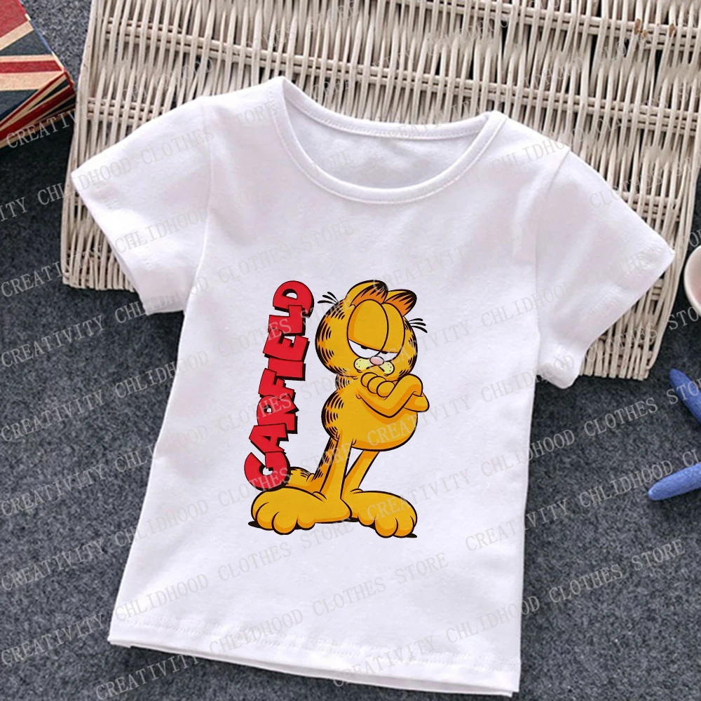 Children T-Shirt Funny Fat Cat Summer Clothes Kawaii Cartoons Anime Short Sleeve Kids Boy Girl Tee Shirts Casual Tops